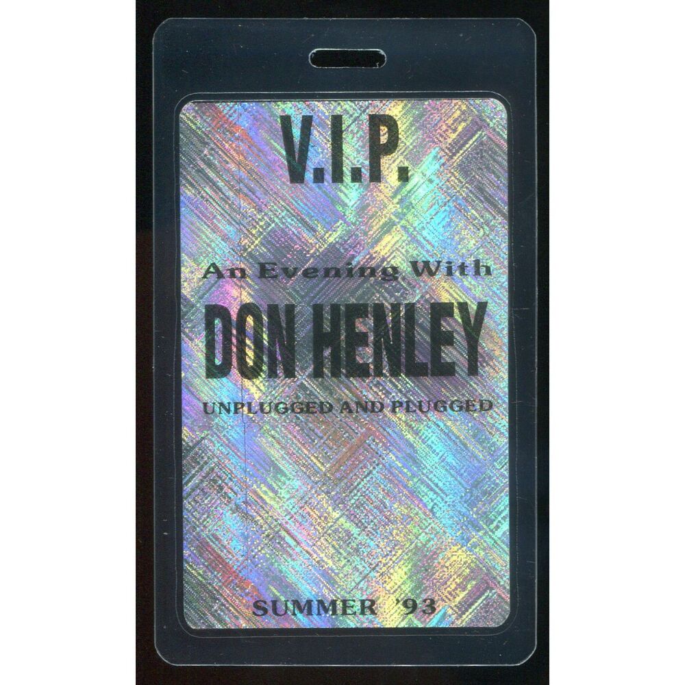 Vintage 1993 Don Henley Concert Laminate Backstage Pass VIP